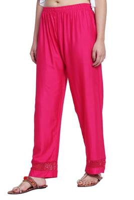 Pink Color Plain Lace Plazo 3