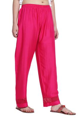 Pink Color Plain Lace Plazo 4
