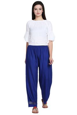 Royal Blue Color Lace Plain Plazo 1