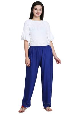 Royal Blue Color Lace Plain Plazo 2