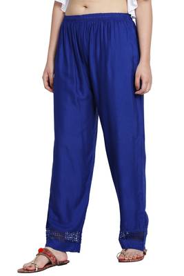 Royal Blue Color Lace Plain Plazo 4