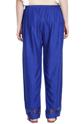 Royal Blue Color Lace Plain Plazo 5