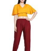 Maroon Color Plain Lace Plazo