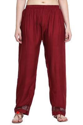 Maroon Color Plain Lace Plazo 2