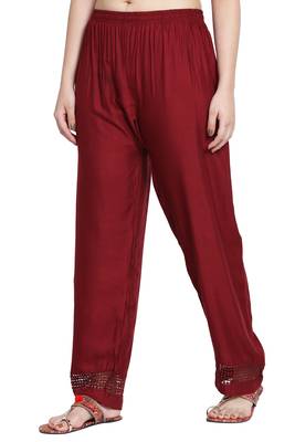 Maroon Color Plain Lace Plazo 3