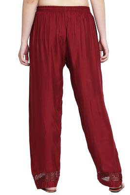 Maroon Color Plain Lace Plazo 5