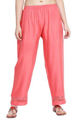 Light Pink Color Plain Lace Plazo 2