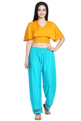 Rama Green Color Plain Lace Plazo 1