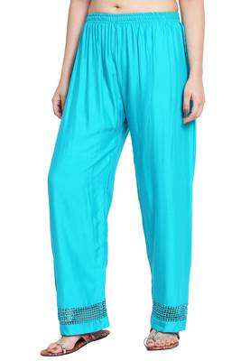 Rama Green Color Plain Lace Plazo 3