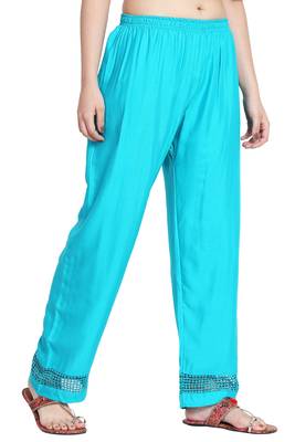 Rama Green Color Plain Lace Plazo 4