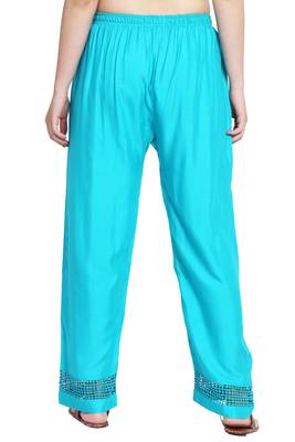 Rama Green Color Plain Lace Plazo 5