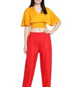 Red Color Plain Lace Plazo