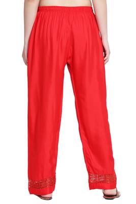 Red Color Plain Lace Plazo 5