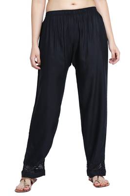 Black Color Plain Lace Plazo 2