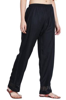 Black Color Plain Lace Plazo 4