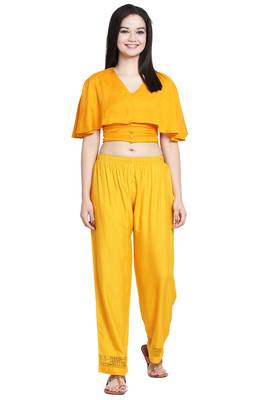 Yellow Color Plain Lace Plazo 1
