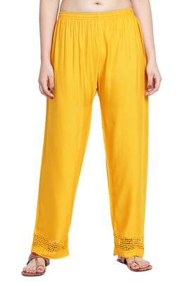 Yellow Color Plain Lace Plazo 2