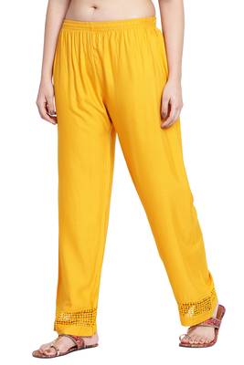 Yellow Color Plain Lace Plazo 3