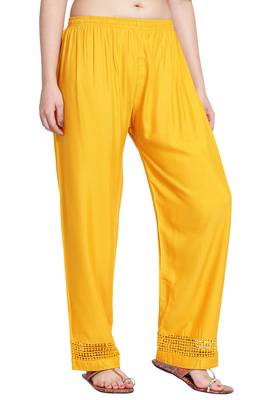 Yellow Color Plain Lace Plazo 4