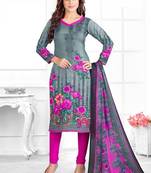 Multicolor Printed Crepe Unstitched Salwar With Dupatta