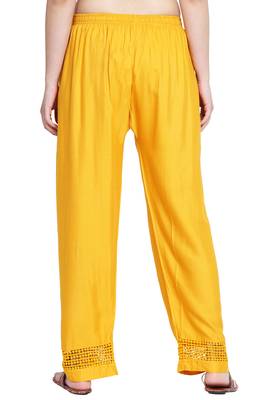 Yellow Color Plain Lace Plazo 5