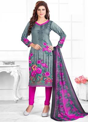 Multicolor Printed Crepe Unstitched Salwar With Dupatta 2