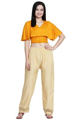 Skin Color Plain Lace Plazo 1