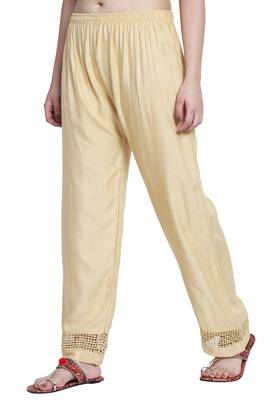 Skin Color Plain Lace Plazo 3