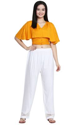 White Color Plain Lace Plazo 1