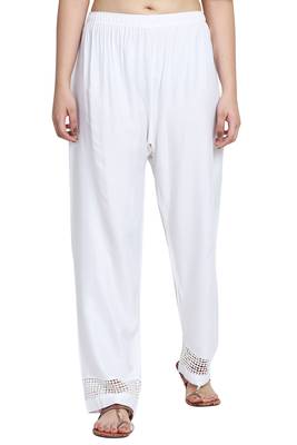 White Color Plain Lace Plazo 2
