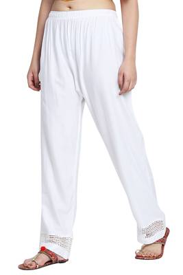 White Color Plain Lace Plazo 3