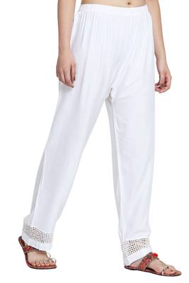 White Color Plain Lace Plazo 4