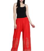 Red Color Gold Print Plazo