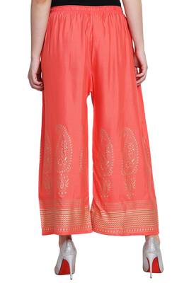 Peach Color Gold Print Plazo 5