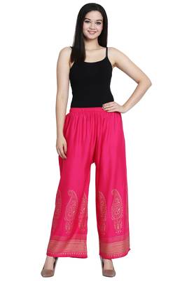 Pink Color Gold Print Plazo 1