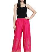 Pink Color Gold Print Plazo