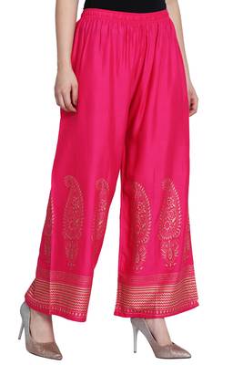 Pink Color Gold Print Plazo 4