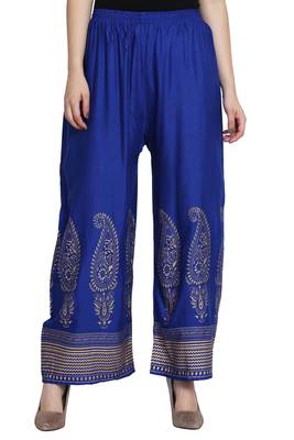 Royal Blue Color Gold Print Plazo 2