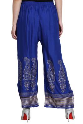 Royal Blue Color Gold Print Plazo 5