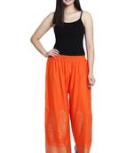 Orange Color Gold Print Plazo