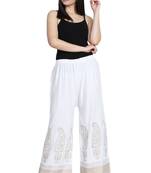 White Color Gold Print Plazo