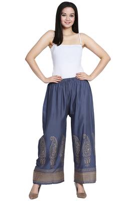 Grey Color Gold Print Plazo 1
