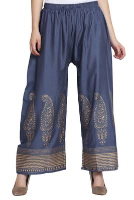 Grey Color Gold Print Plazo 2