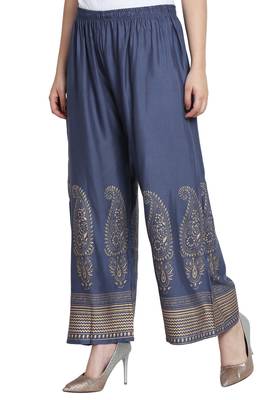 Grey Color Gold Print Plazo 3