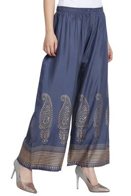 Grey Color Gold Print Plazo 4