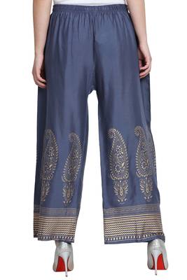 Grey Color Gold Print Plazo 5