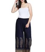 Navy Blue Color Gold Print Plazo