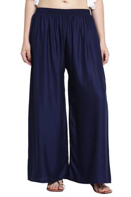 Navy Blue Color Plain Sarara Plazo 2