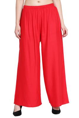 Red Color Plain Sarara Plazo 2