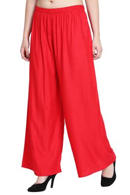 Red Color Plain Sarara Plazo 3